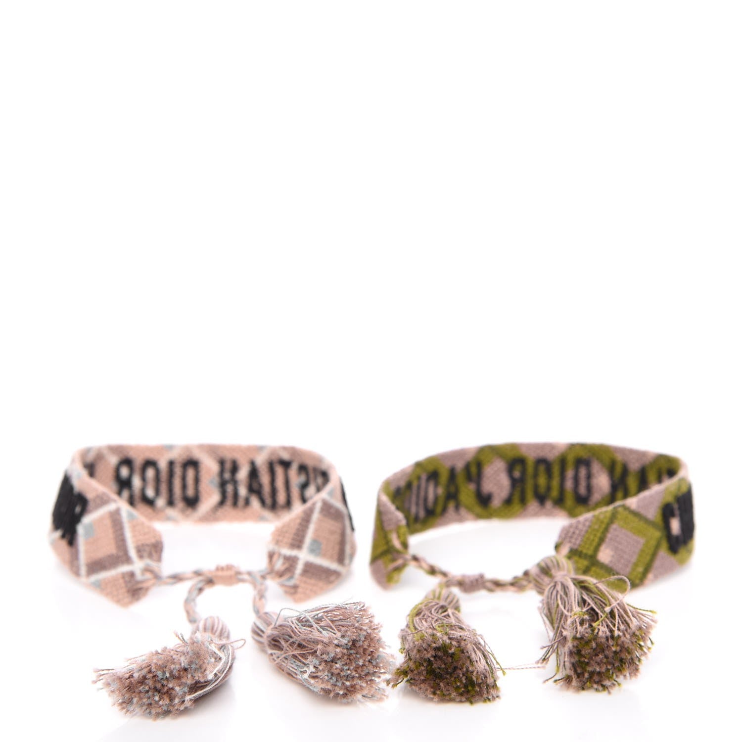 Christian Dior Woven Cotton J'Adior Friendship Bracelet Set Green Pink 3 of 4