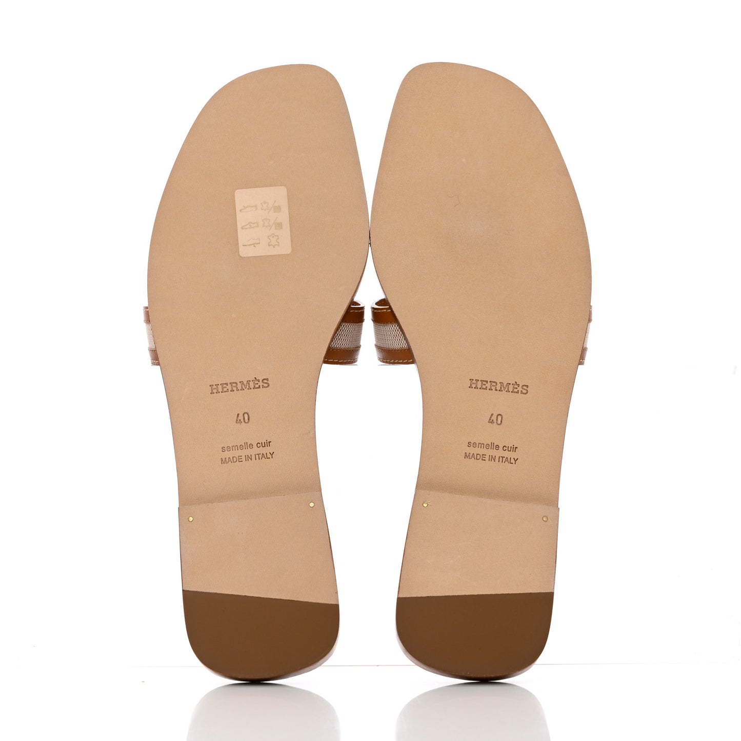 Calfskin Canvas Oran Sandals 40 Noisette Beige Dore