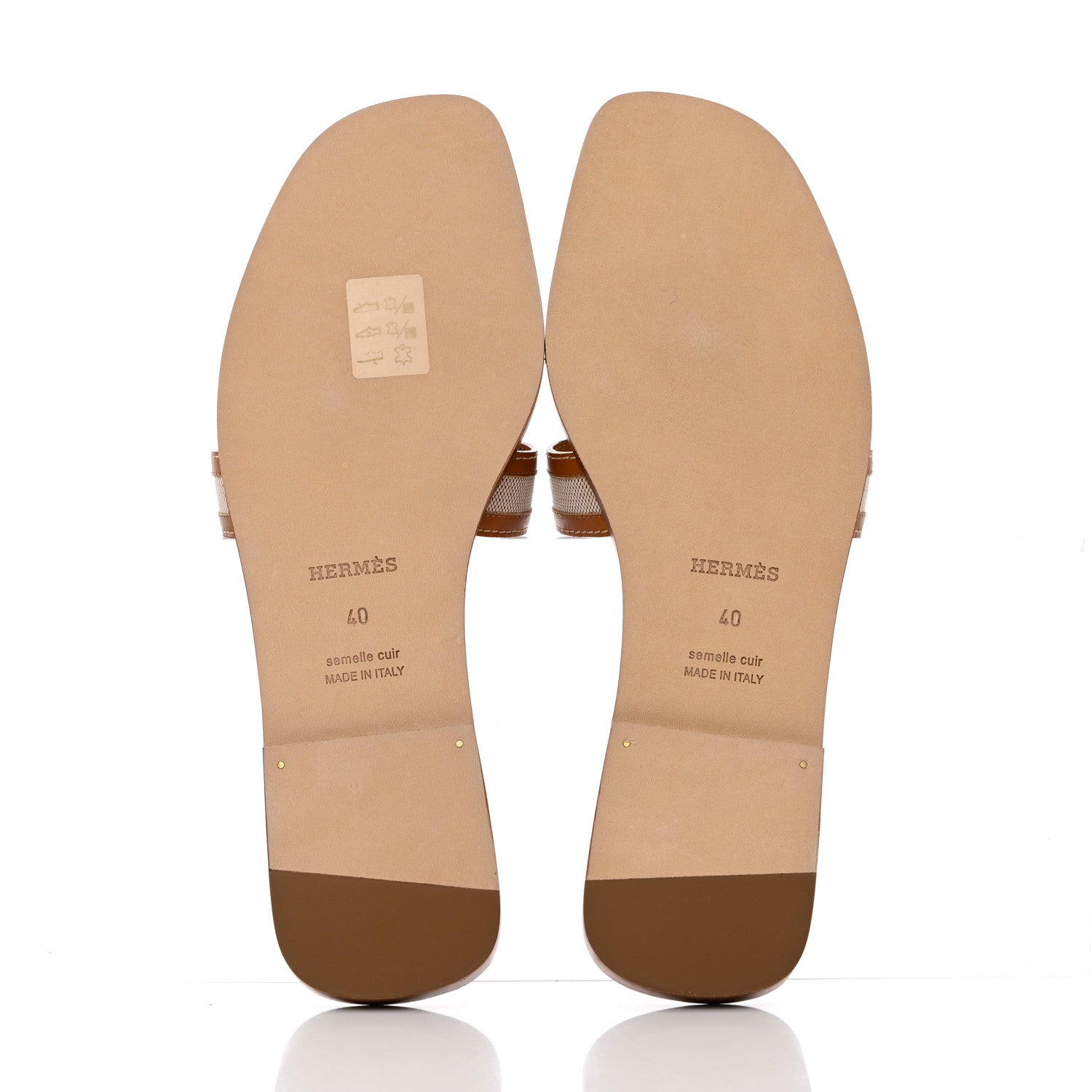 Hermes Calfskin Canvas Oran Sandals 40 Noisette Beige Dore 5 of 9