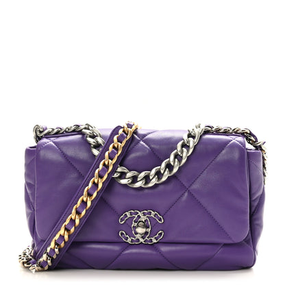 Chanel Goatskin Quilted Medium Chanel 19 Flap Violet Purple 1 of 9
