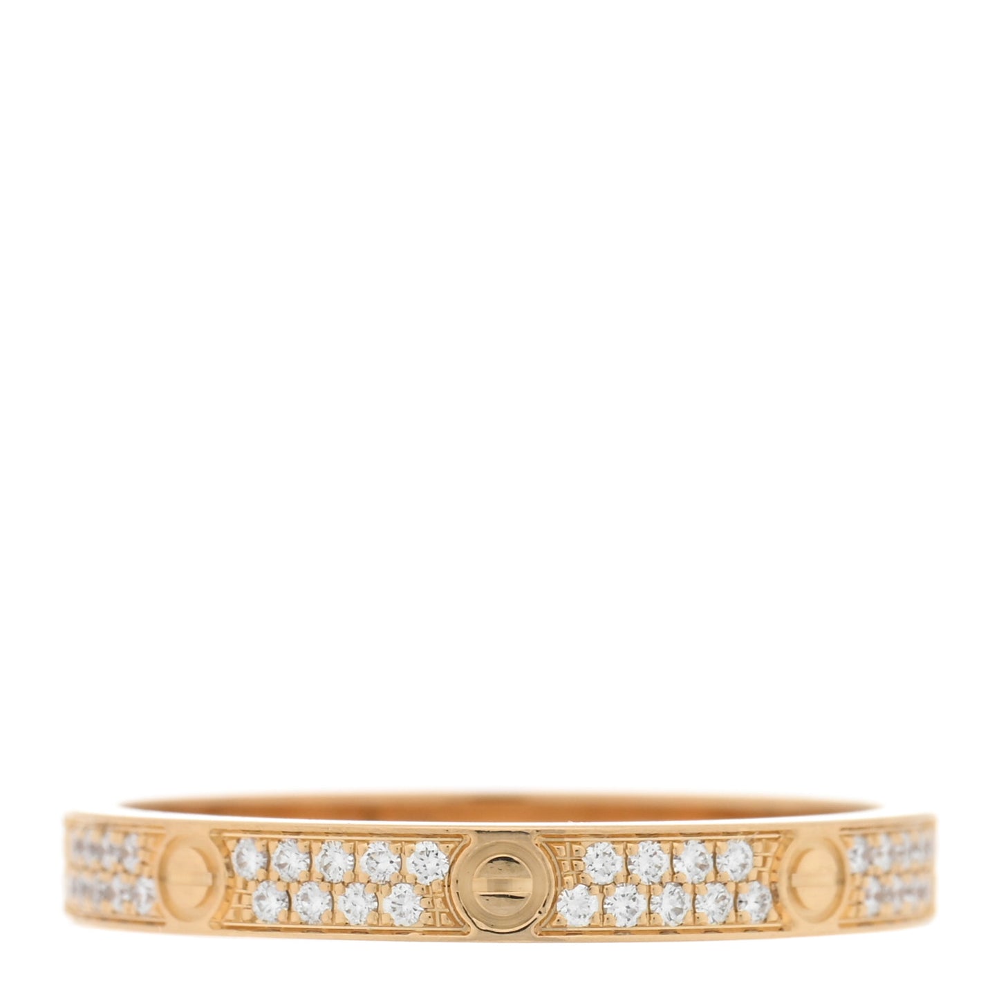 18K Yellow Gold Diamond 2.6mm LOVE Paved Band Ring 53 6.5