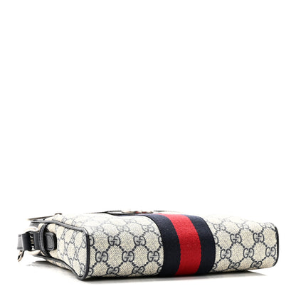 Gucci GG Supreme Monogram Textured Dollar Calfskin Web Small Ophidia Messenger Bag Beige Blue 3 of 9