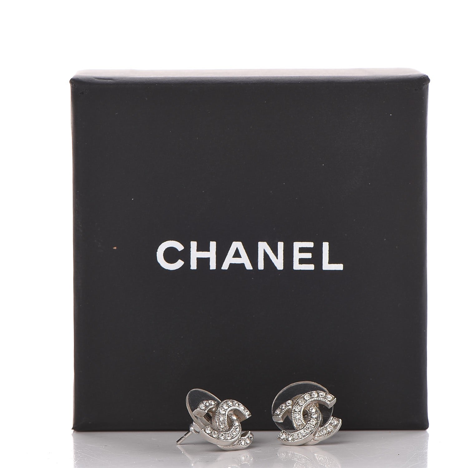 Chanel Crystal Mini CC Earrings Silver 6 of 6