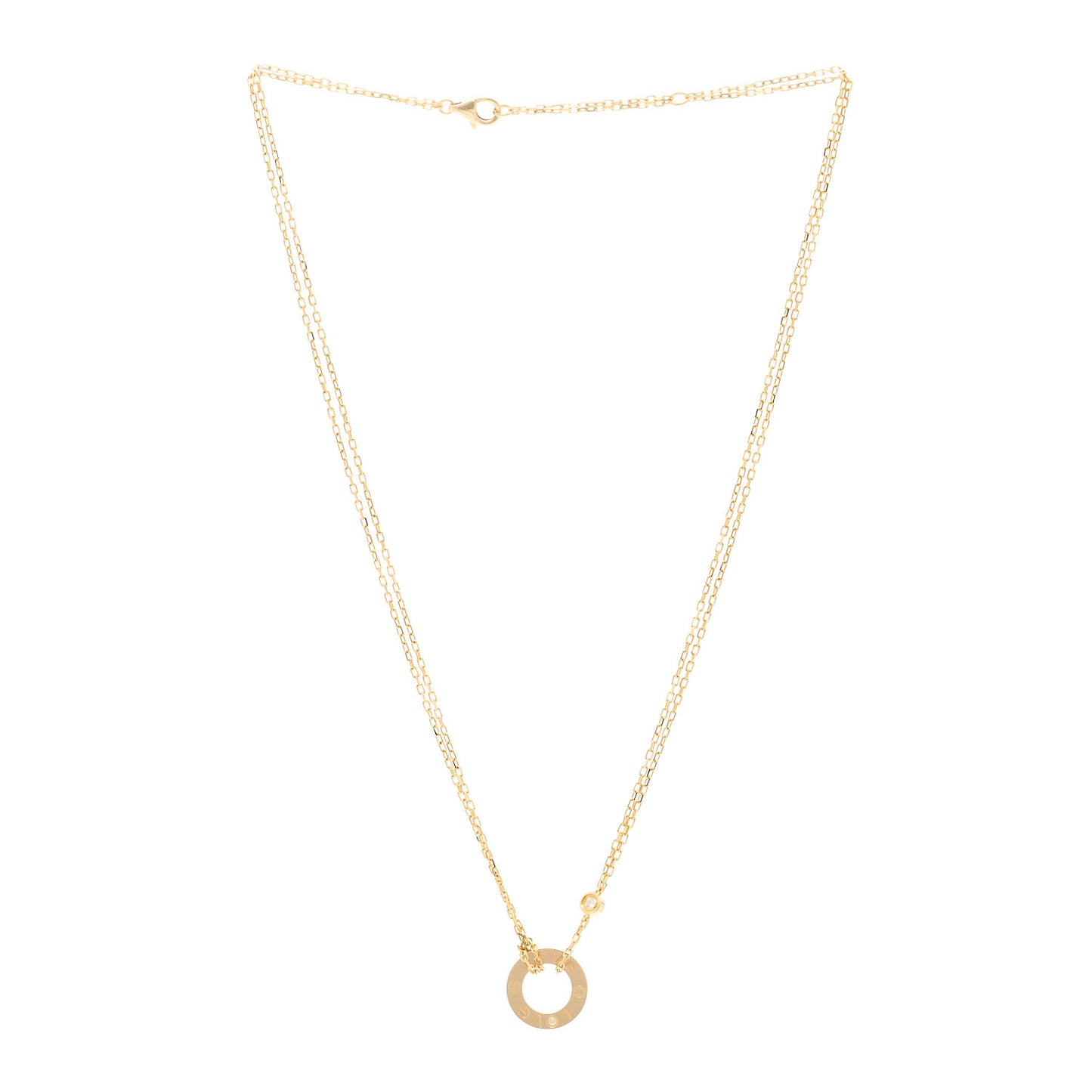 18K Yellow Gold 2 Diamond LOVE Necklace