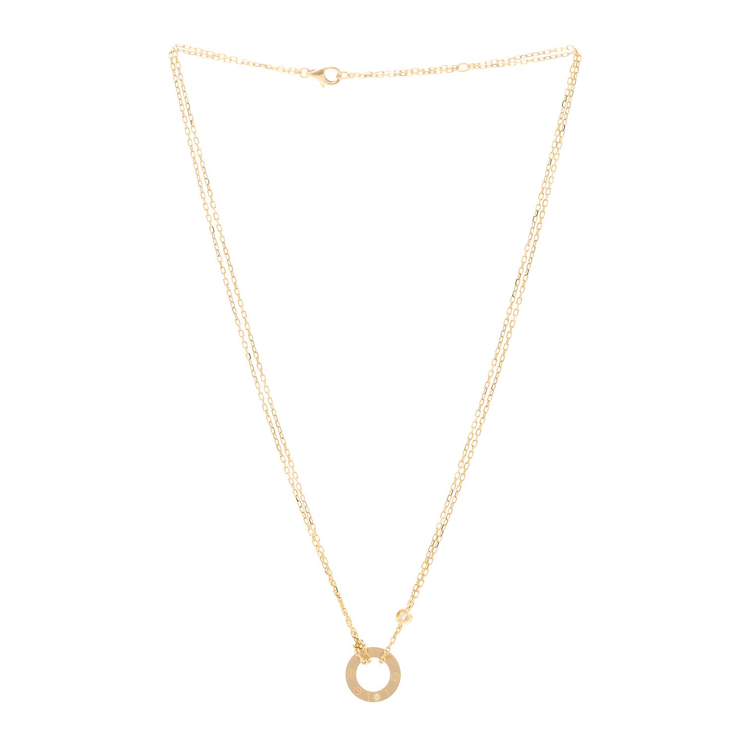 Cartier 18K Yellow Gold 2 Diamond LOVE Necklace 3 of 5