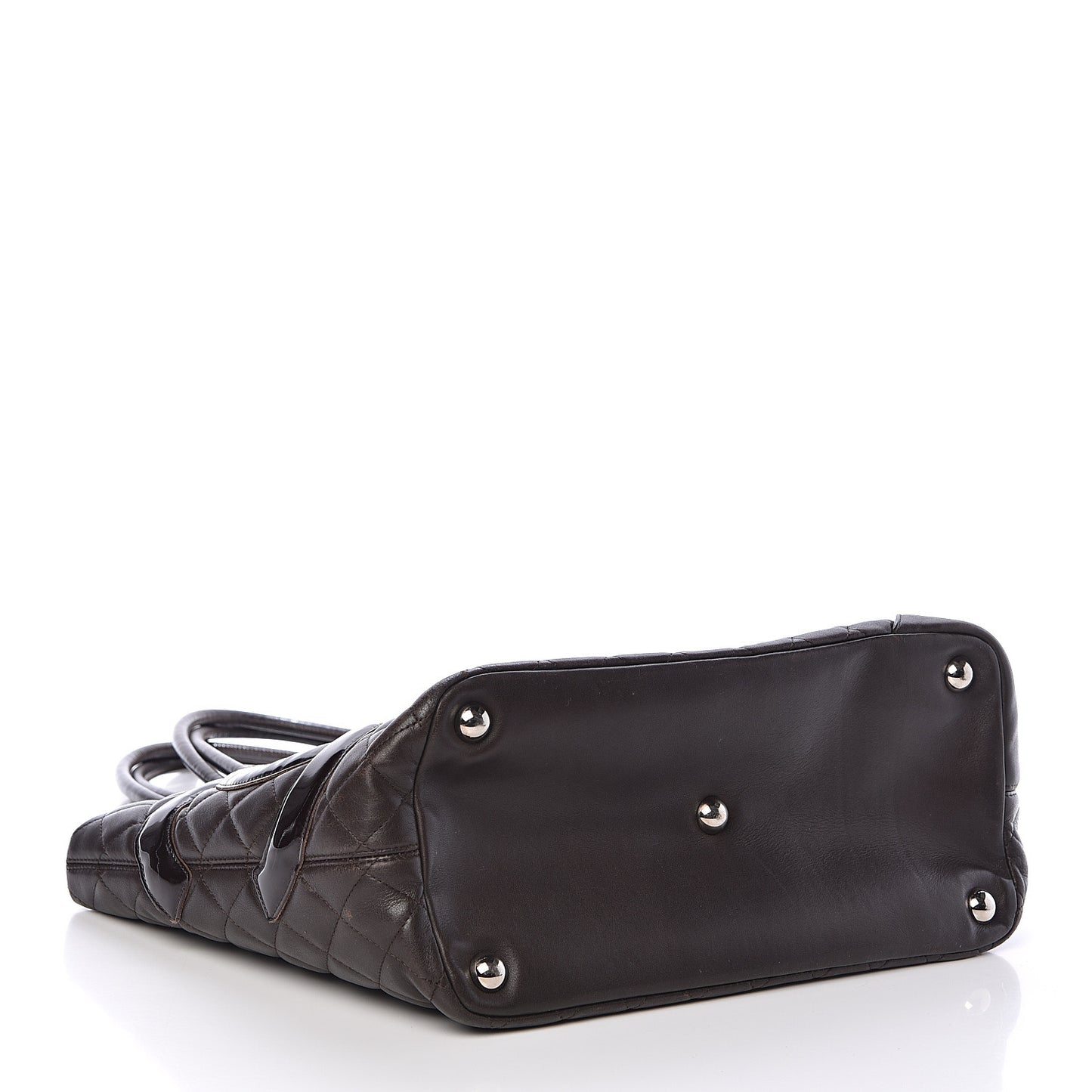 Calfskin Quilted Large Cambon Tote Brown