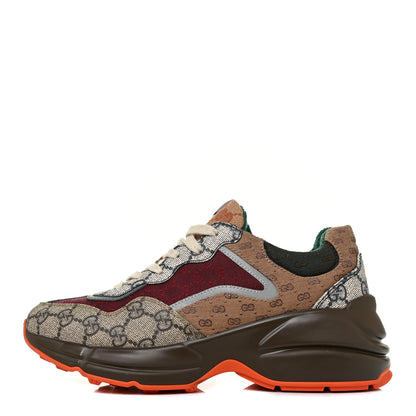 Gucci GG Supreme Monogram Mix Monogram Womens Rhyton Sneakers 37.5 Bordeaux Beige Ebony 1 of 8