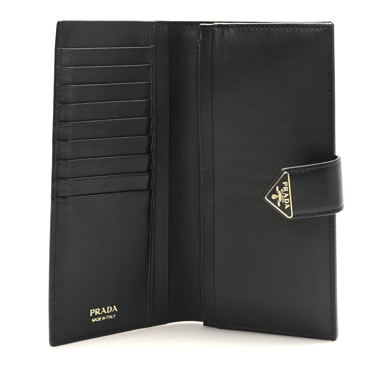 Prada Saffiano Triangle Large Wallet Black 5 of 8