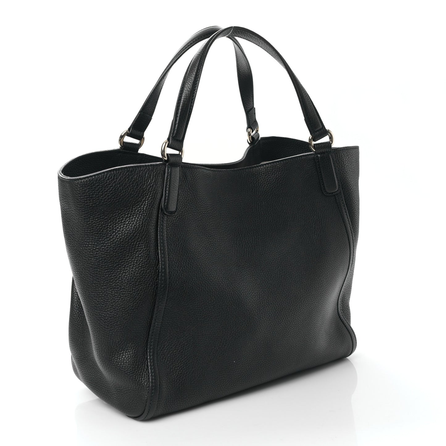 Pebbled Calfskin Medium Soho Shoulder Bag Black