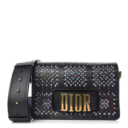 Christian Dior Calfskin Studded Floral Dio(r)evolution Flap Bag Black 1 of 13