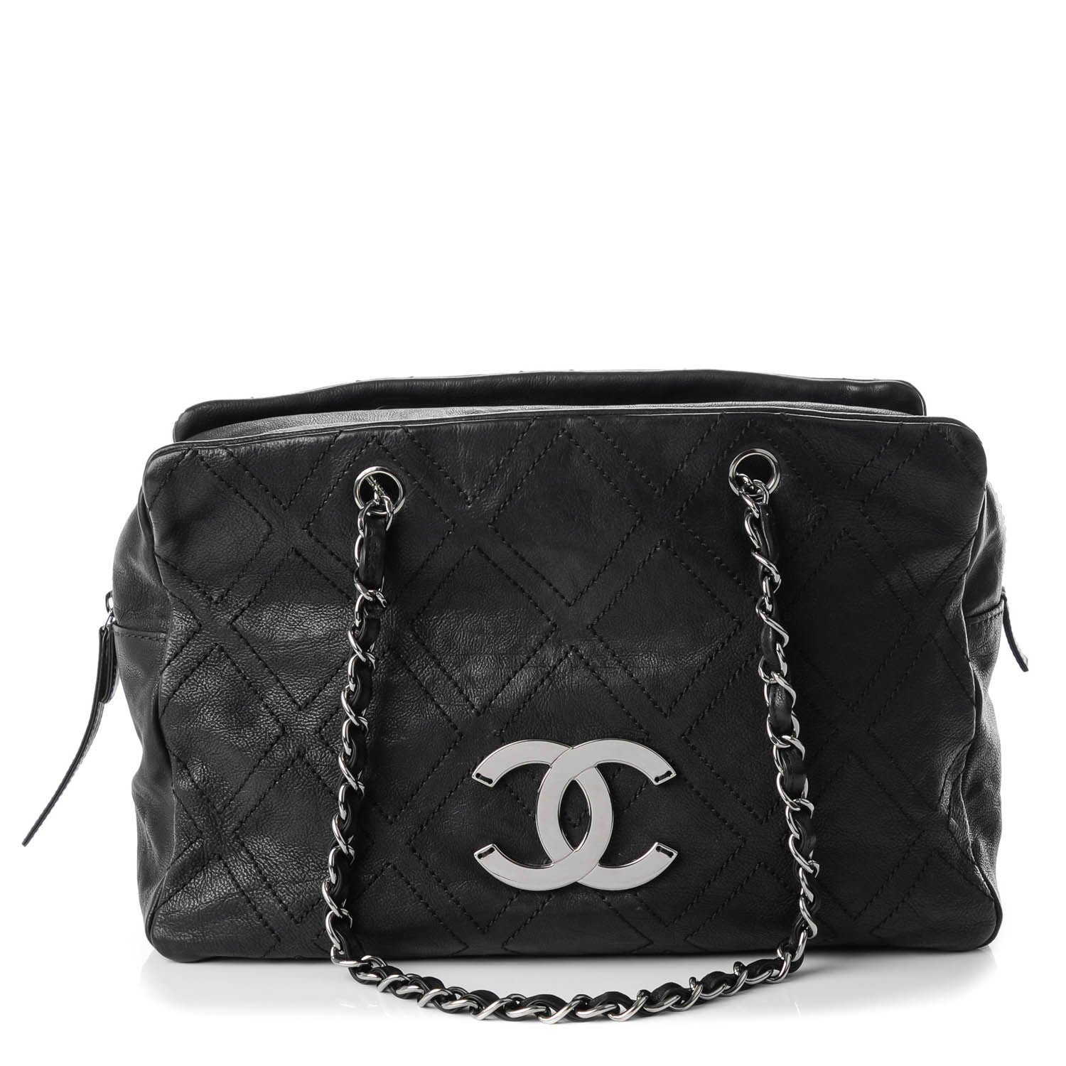 Chanel Calfskin Large Diamond Stitch Tote Black 1 of 7