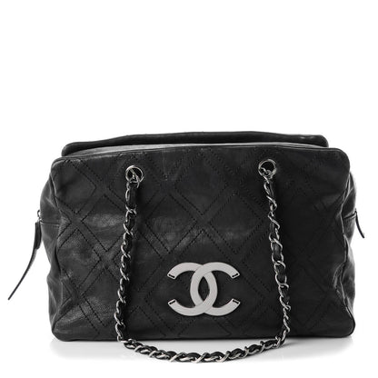 Chanel Calfskin Large Diamond Stitch Tote Black 1 of 7
