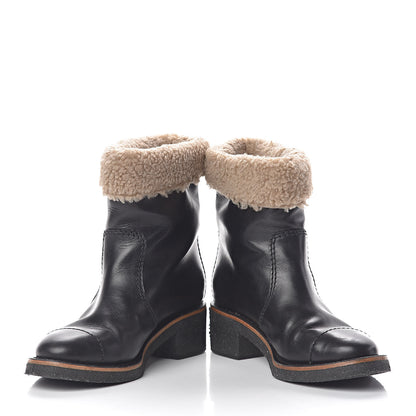 Chanel Shearling Calfskin Short Boots 37 Black 6 of 12