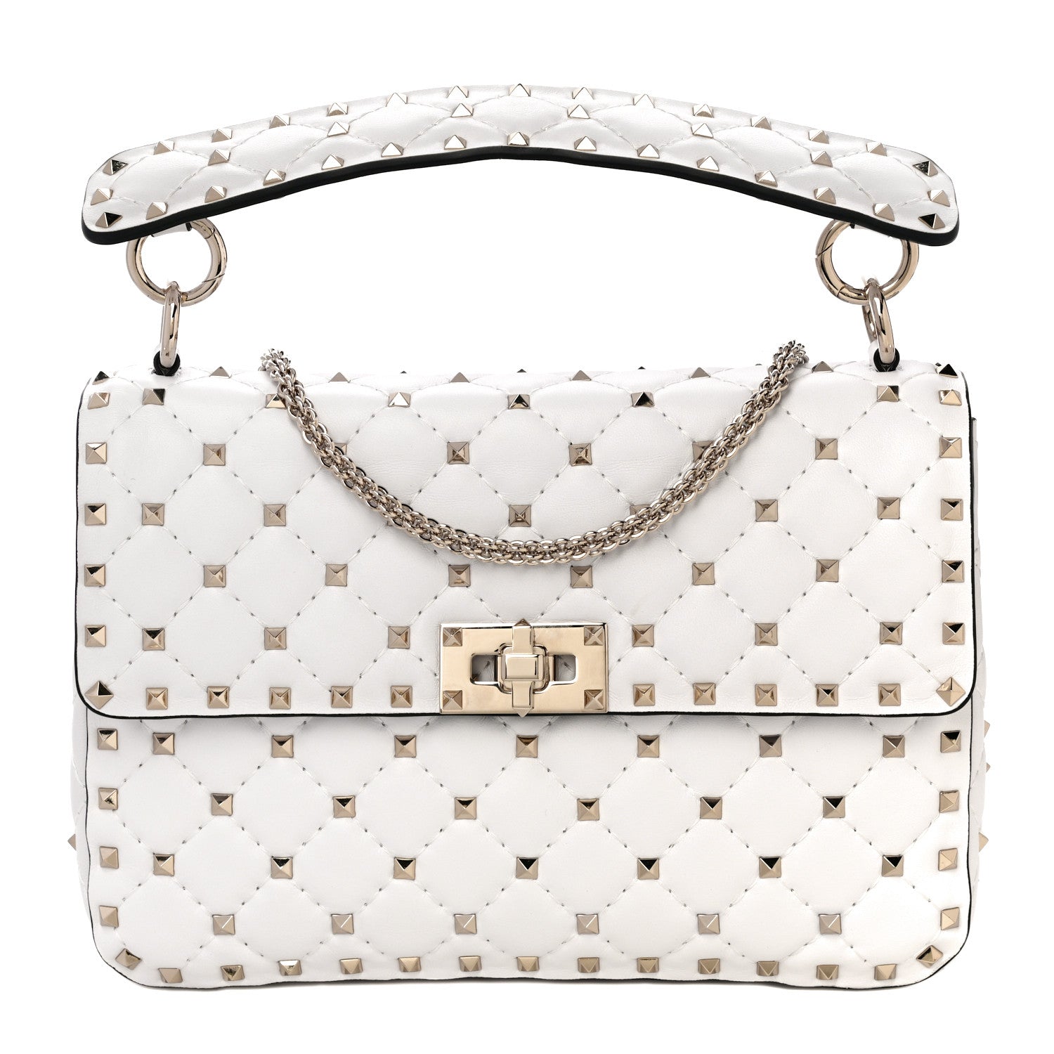Valentino Garavani Lambskin Medium Rockstud Spike Shoulder Bag White 1 of 9