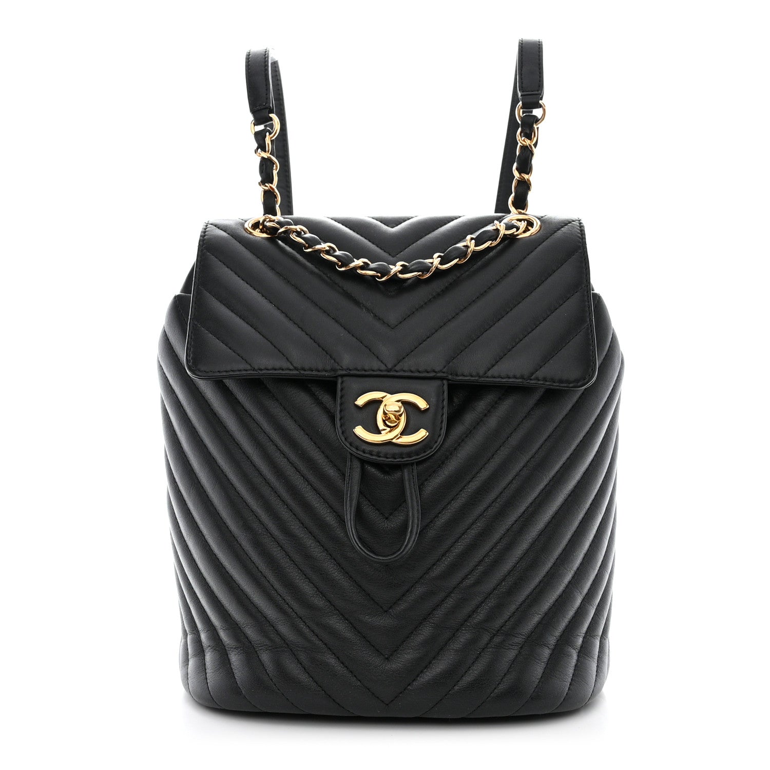Chanel Calfskin Chevron Quilted Small Urban Spirit Backpack Black 1 of 10