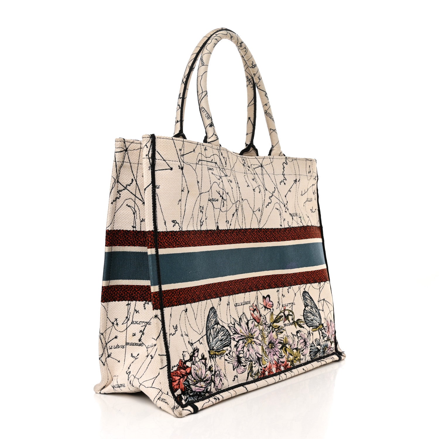 Christian Dior Canvas Embroidered Large Zodiac Book Tote Latte Multicolor 3 of 15