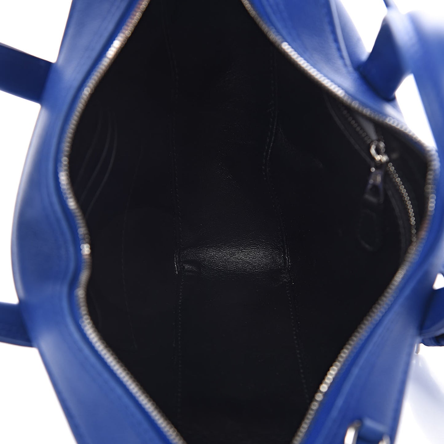 Shiny Day Calfskin Logo XS Triangle Duffle Bleu Roi White