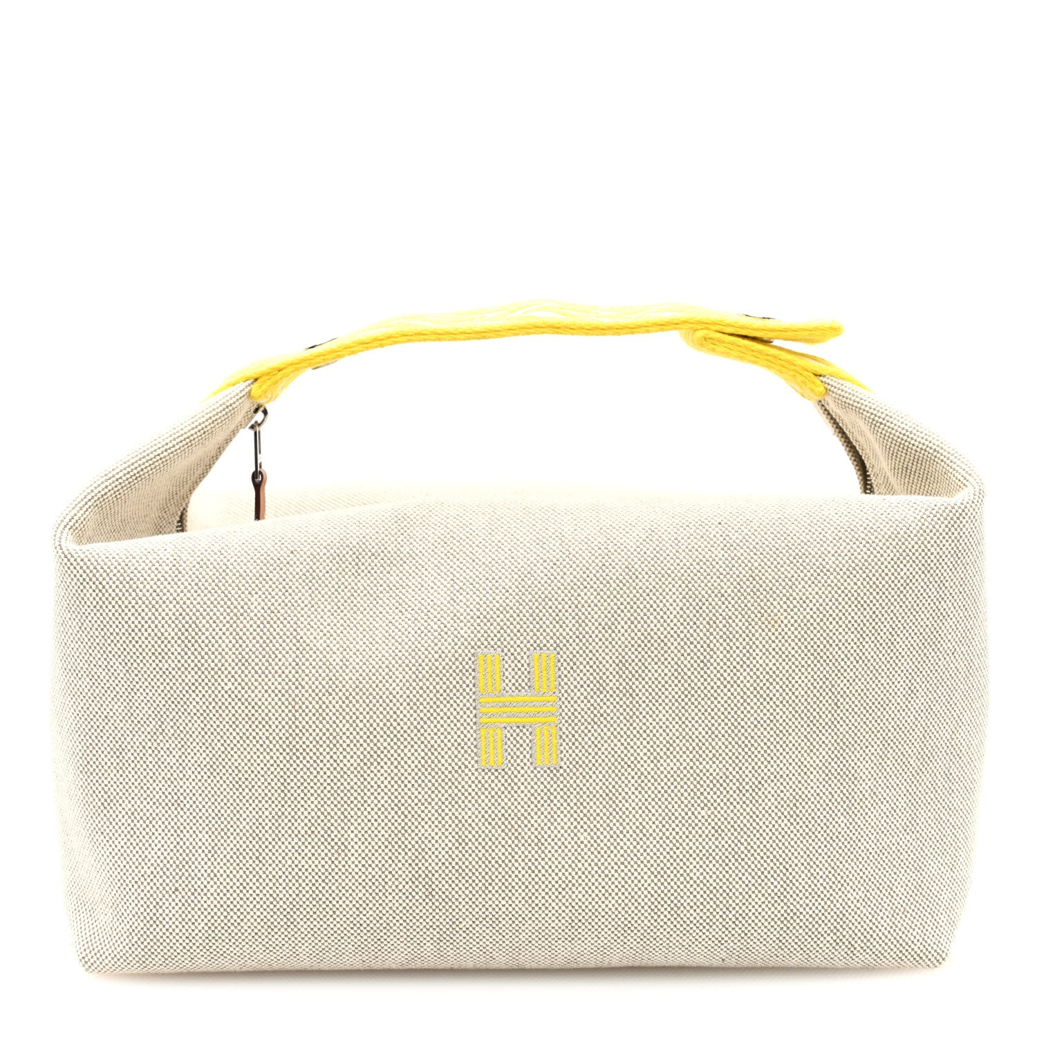 Hermes Canvas Large Bride-A-Brac Pouch Natural Jaune Citron 1 of 6