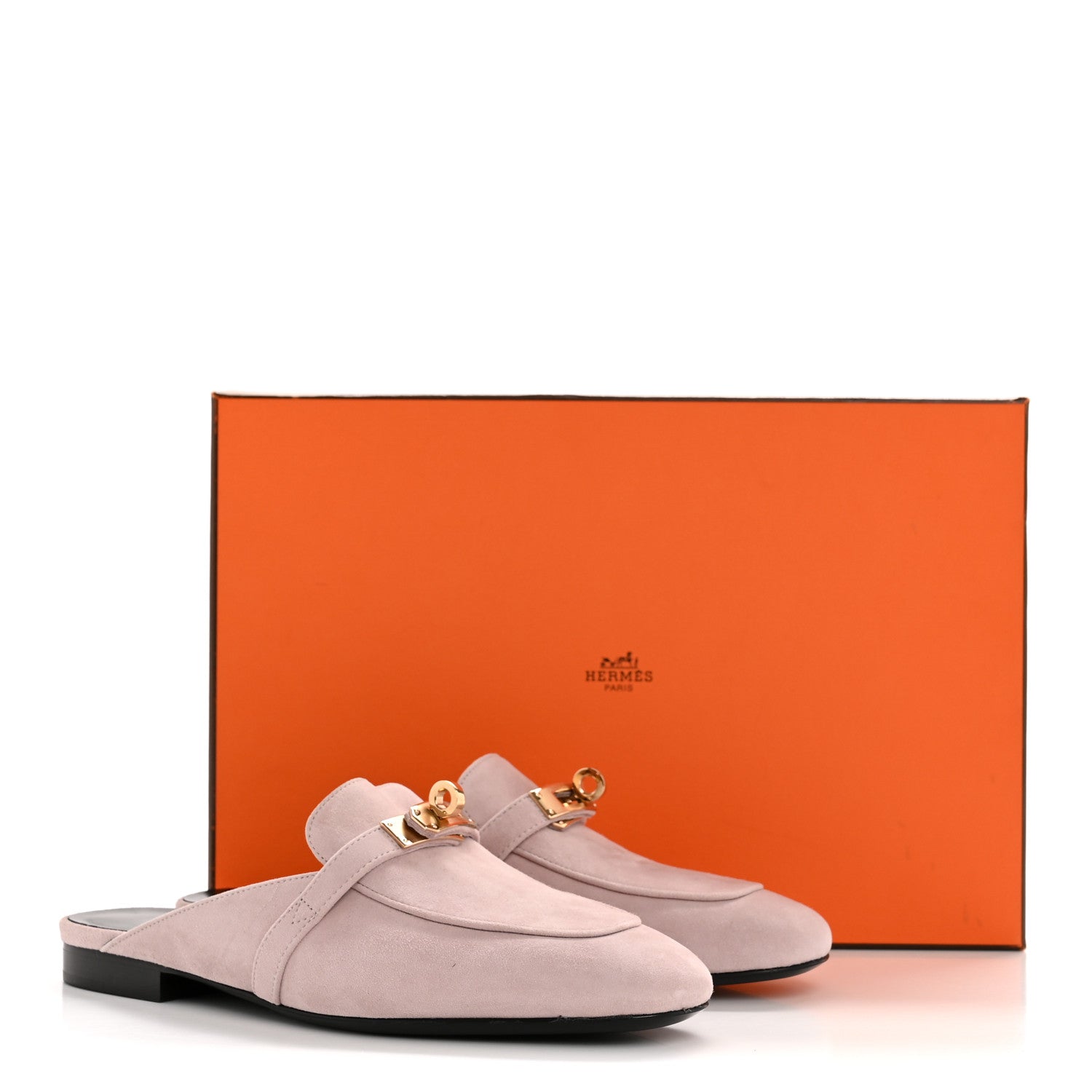 Hermes Suede Goatskin Oz Mules 35.5 Rose Porcelaine 1775277