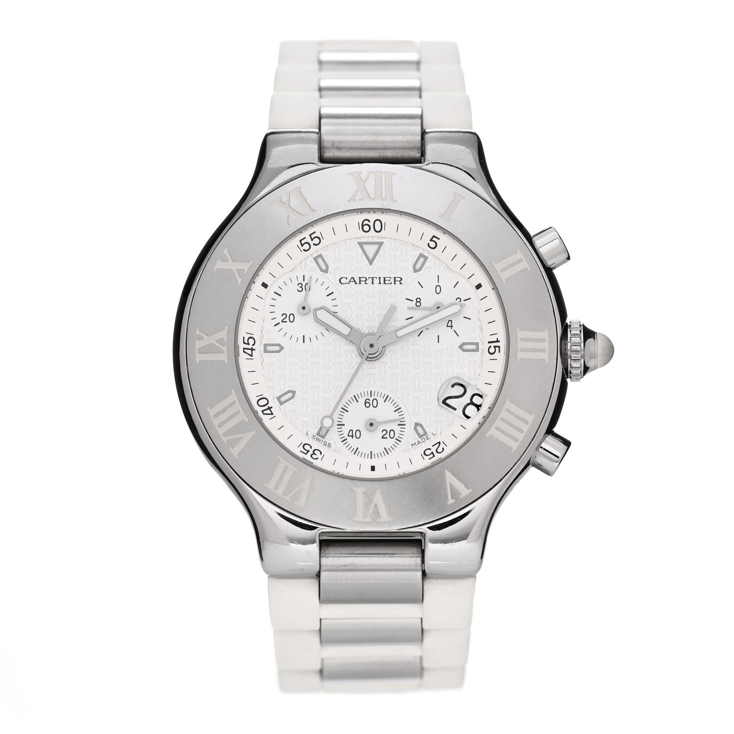 Cartier Stainless Steel Rubber 38mm Must 21 Chronoscaph Quartz Watch 1 of 4
