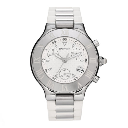 Cartier Stainless Steel Rubber 38mm Must 21 Chronoscaph Quartz Watch 1 of 4