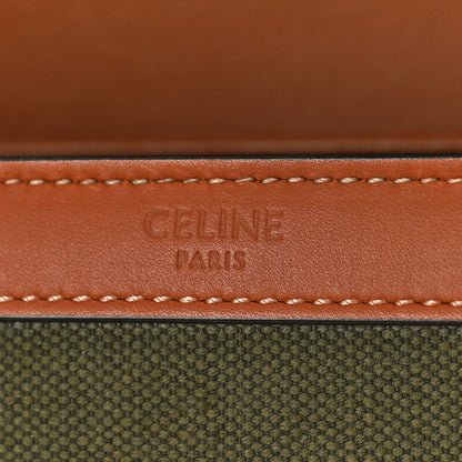 Celine Textile Natural Calfskin Classique Triomphe Khaki Tan 6 of 9