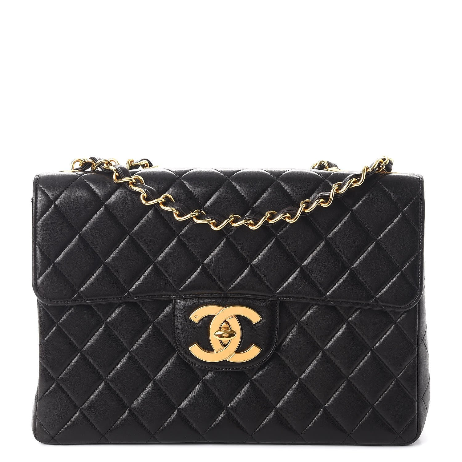 Chanel Lambskin Quilted Jumbo Single Flap Black 1 of 12