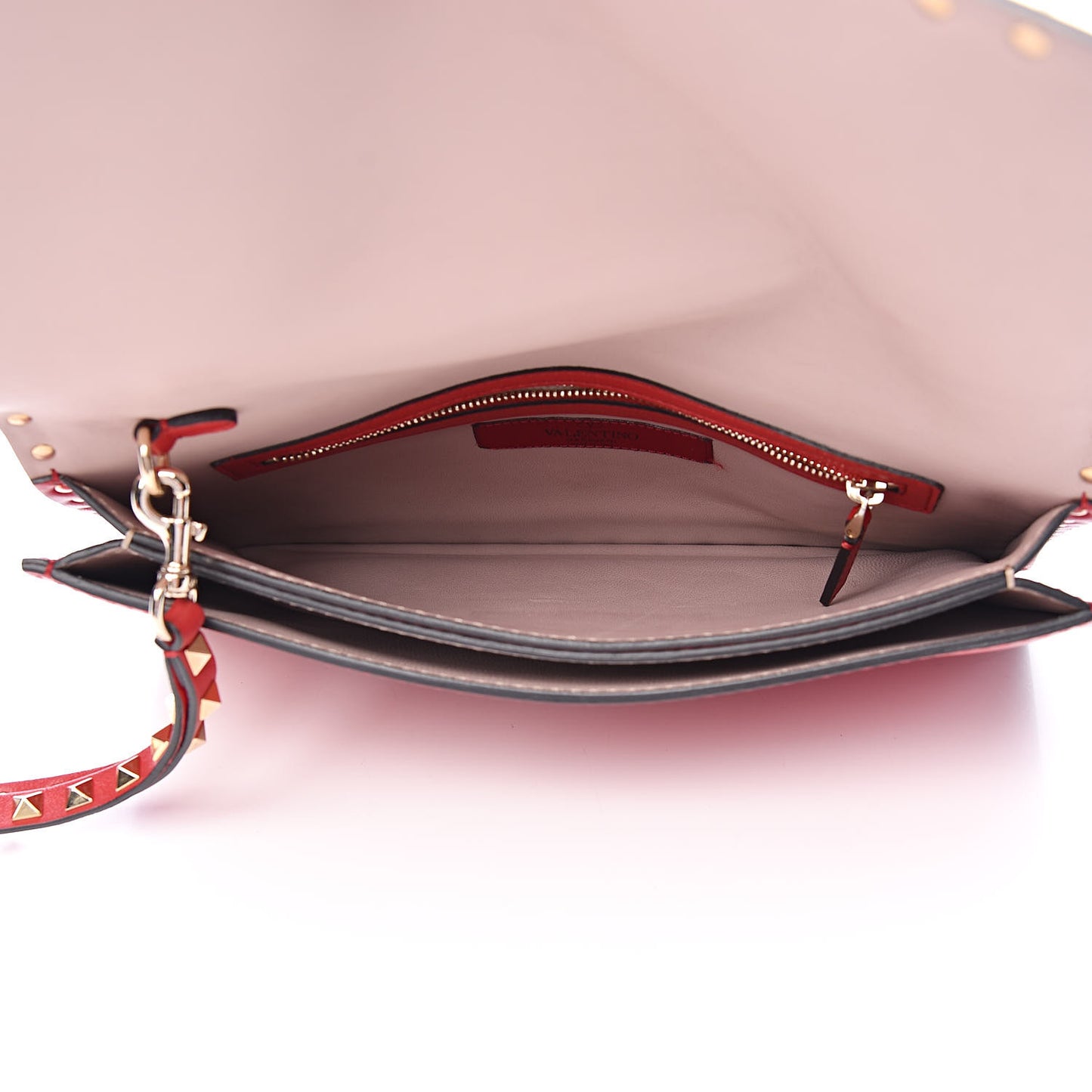 Nappa Rockstud Wristlet Clutch Rosso Valentino