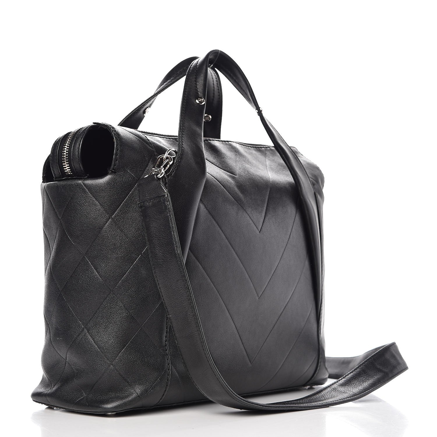 Chanel Calfskin CC Chevron All Day Long Tote Black 4 of 13