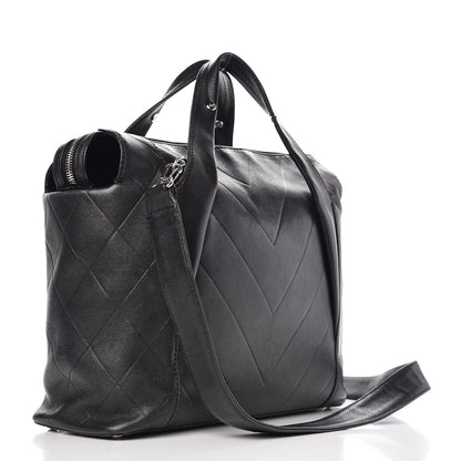 Chanel Calfskin CC Chevron All Day Long Tote Black 4 of 13