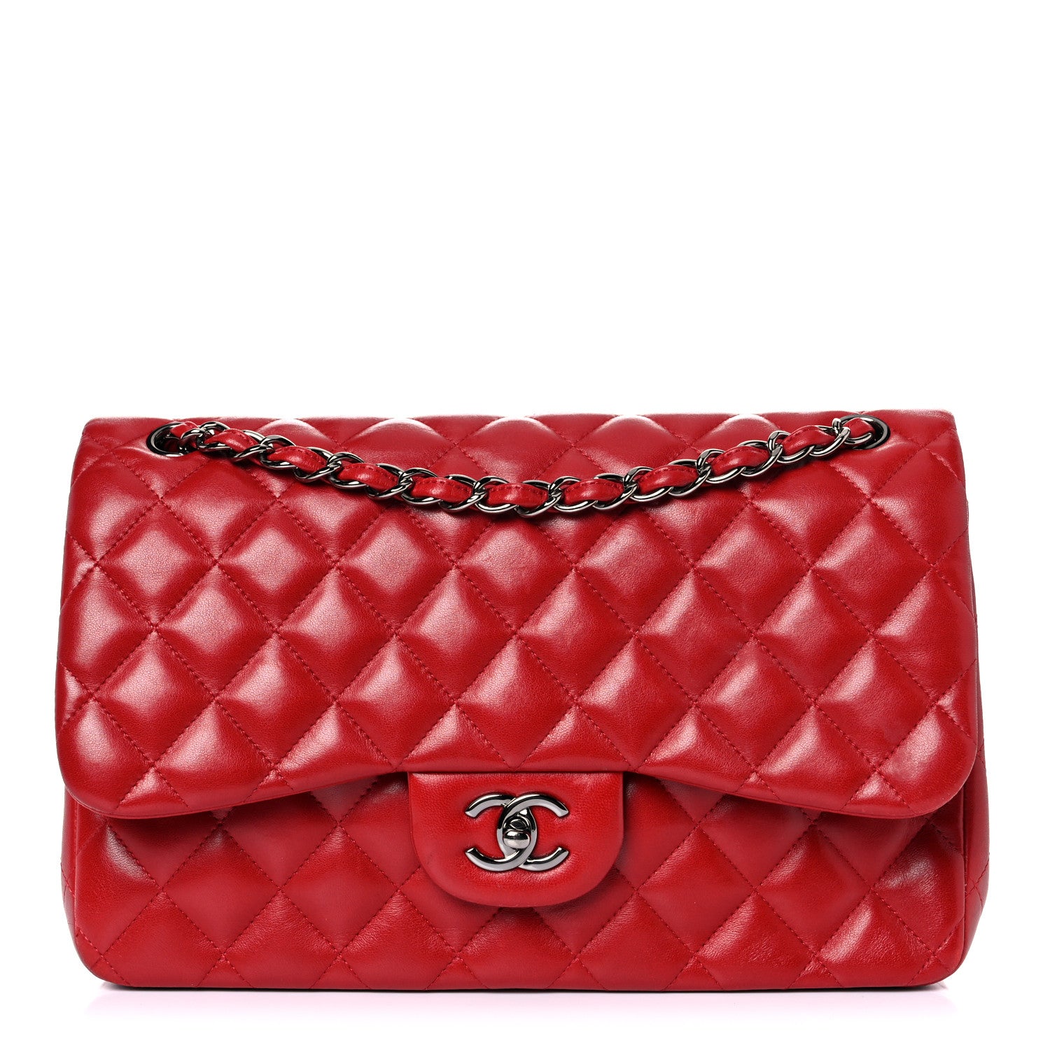 Chanel Lambskin Quilted Jumbo Double Flap Red 1 of 26