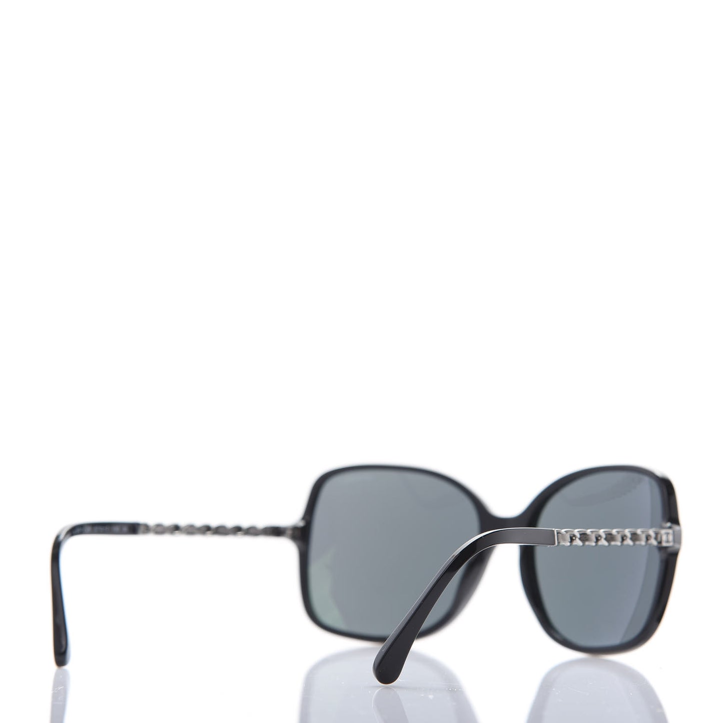 Lambskin Square Chain Sunglasses 5210-Q Black