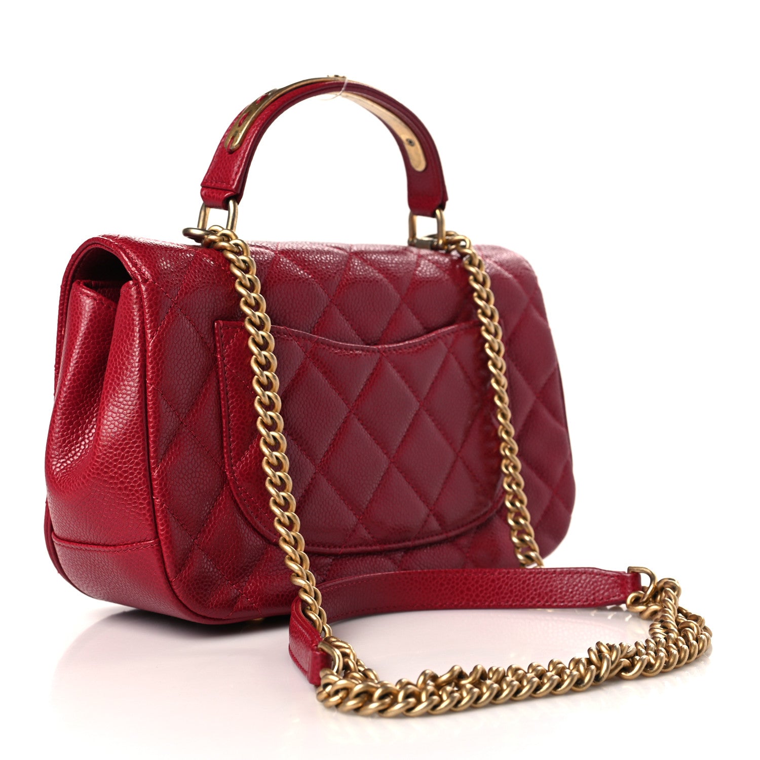 Chanel Caviar Quilted Carry Around Flap Bag Red 3 of 9
