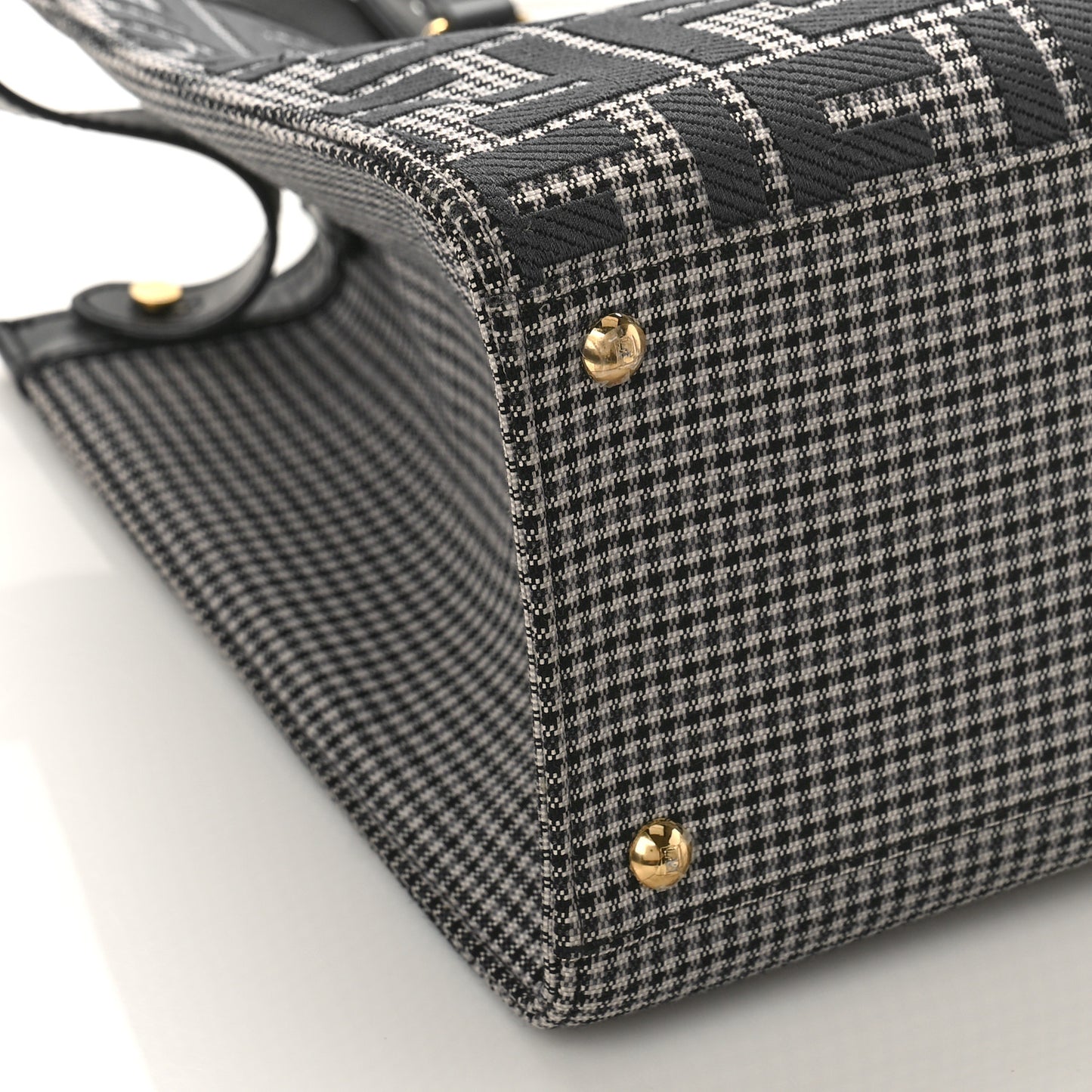 Wool Vitello King Houndstooth FF Embroidered Medium Peekaboo X-Tote Grigio Anthracite