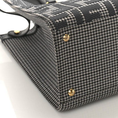 Fendi Wool Vitello King Houndstooth FF Embroidered Medium Peekaboo X-Tote Grigio Anthracite 7 of 8