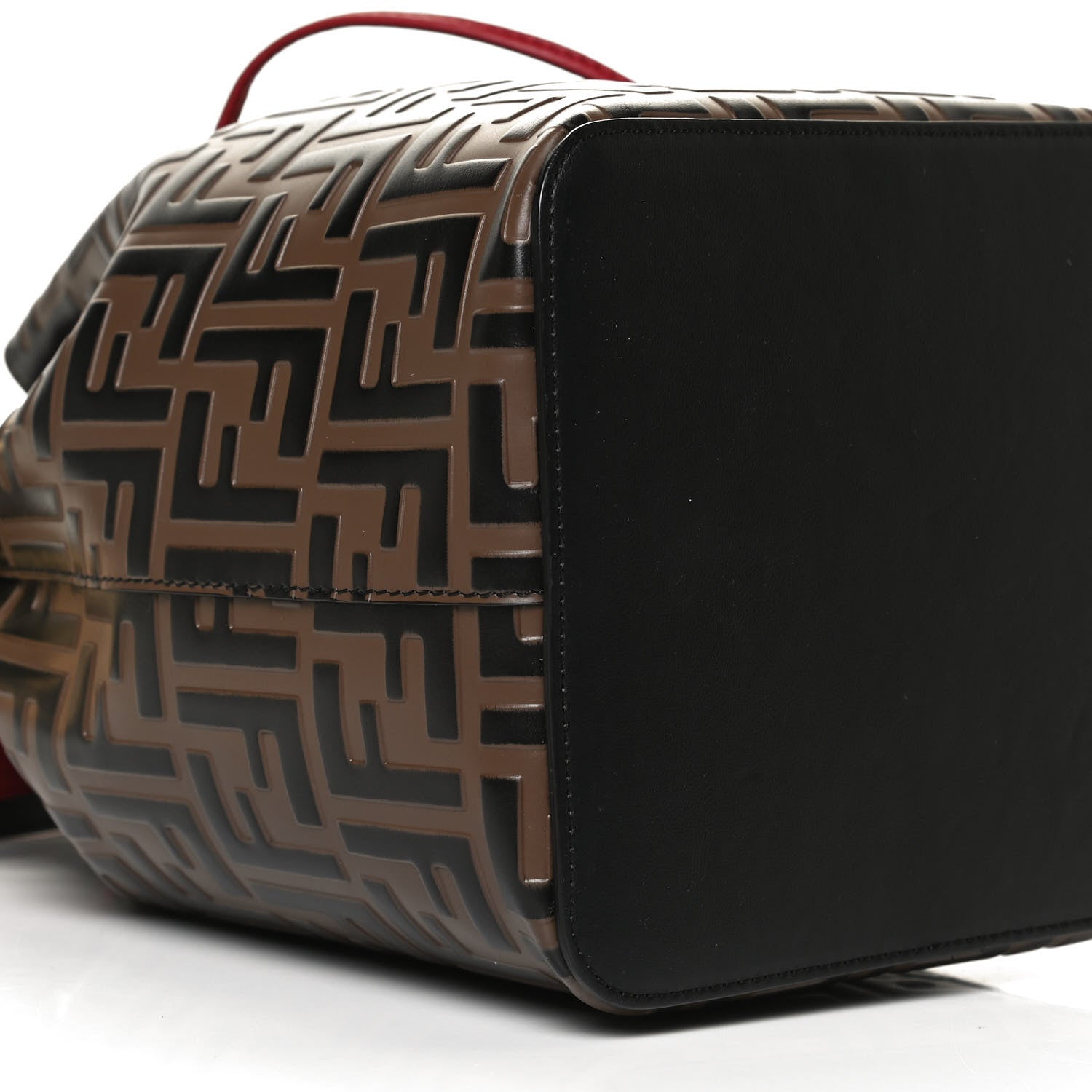 Fendi Vitello Grace F is Fendi Bi-Color FF 1974 Embossed Grande Mon Tresor Bucket Bag Maya Black Fragola 10 of 14