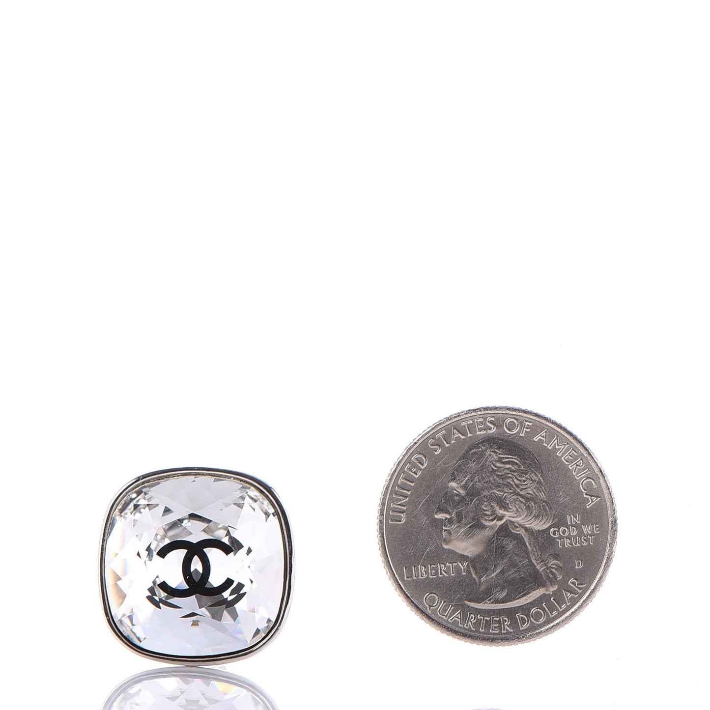Crystal CC Clip On Earrings Silver