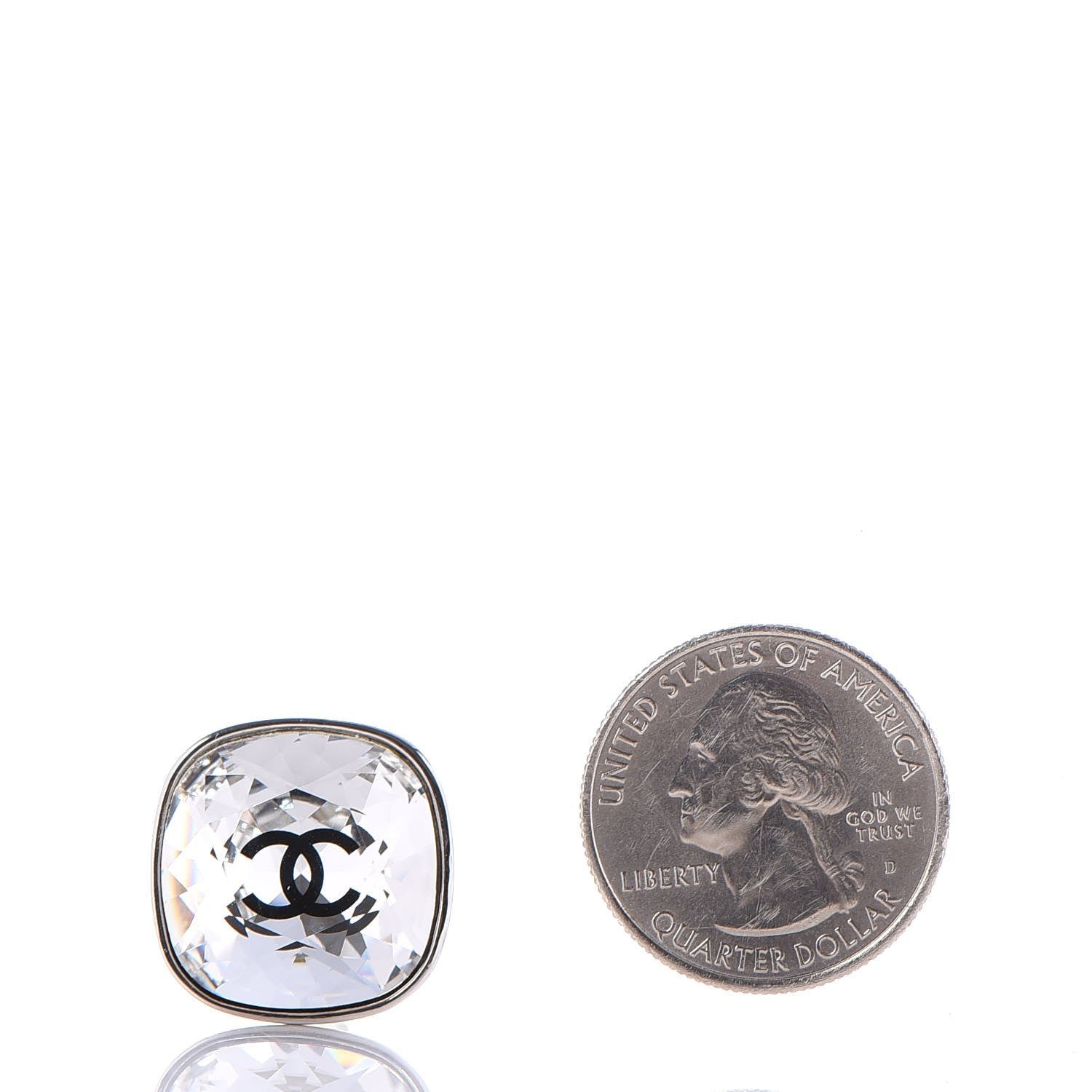 Chanel Crystal CC Clip On Earrings Silver 2 of 5