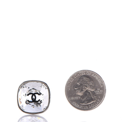 Chanel Crystal CC Clip On Earrings Silver 2 of 5