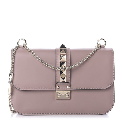 Valentino Garavani Vitello Medium Glam Lock Rockstud Flap Poudre 1 of 8
