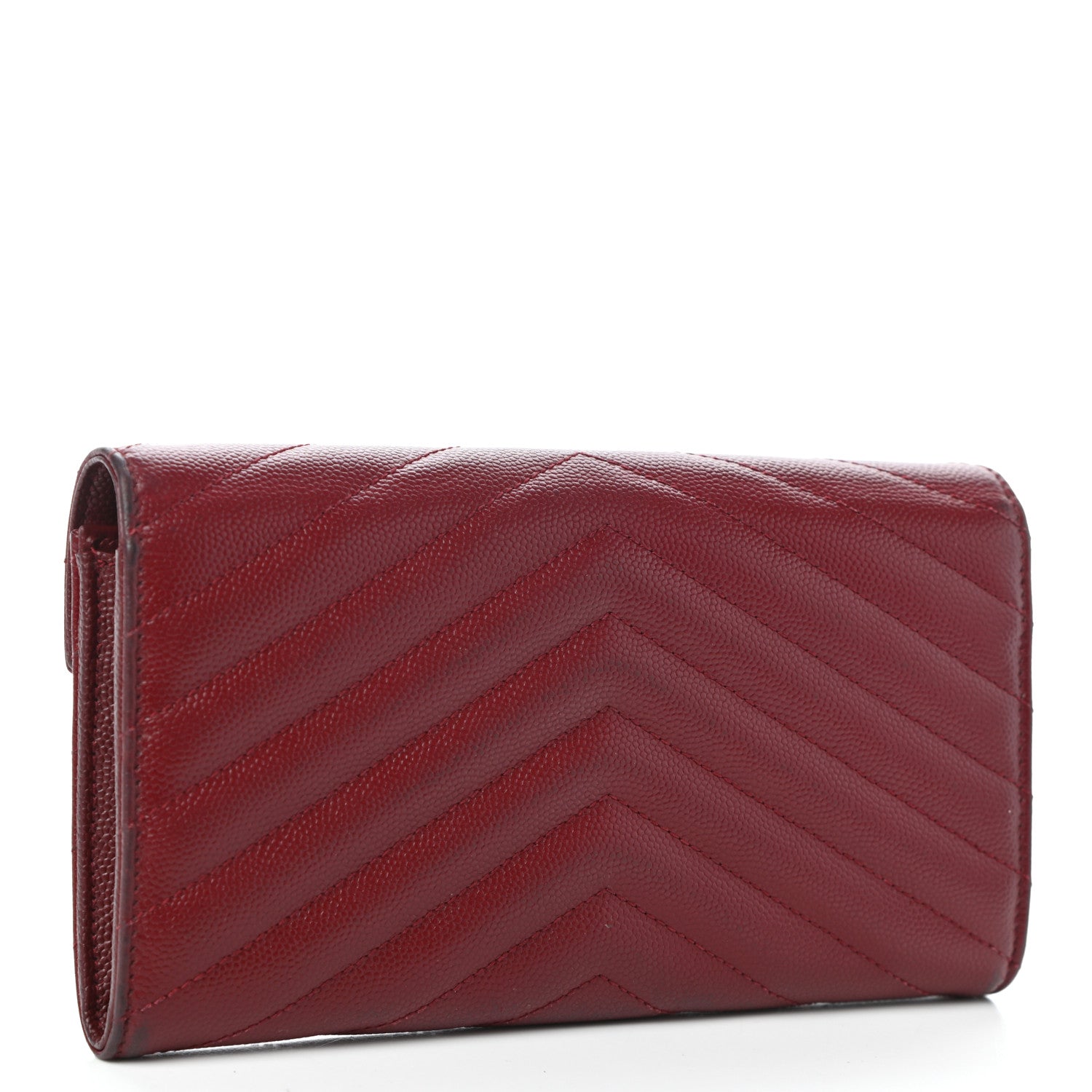 Saint Laurent Grain De Poudre Matelasse Chevron Monogram Flap Wallet Palissandre 4 of 12