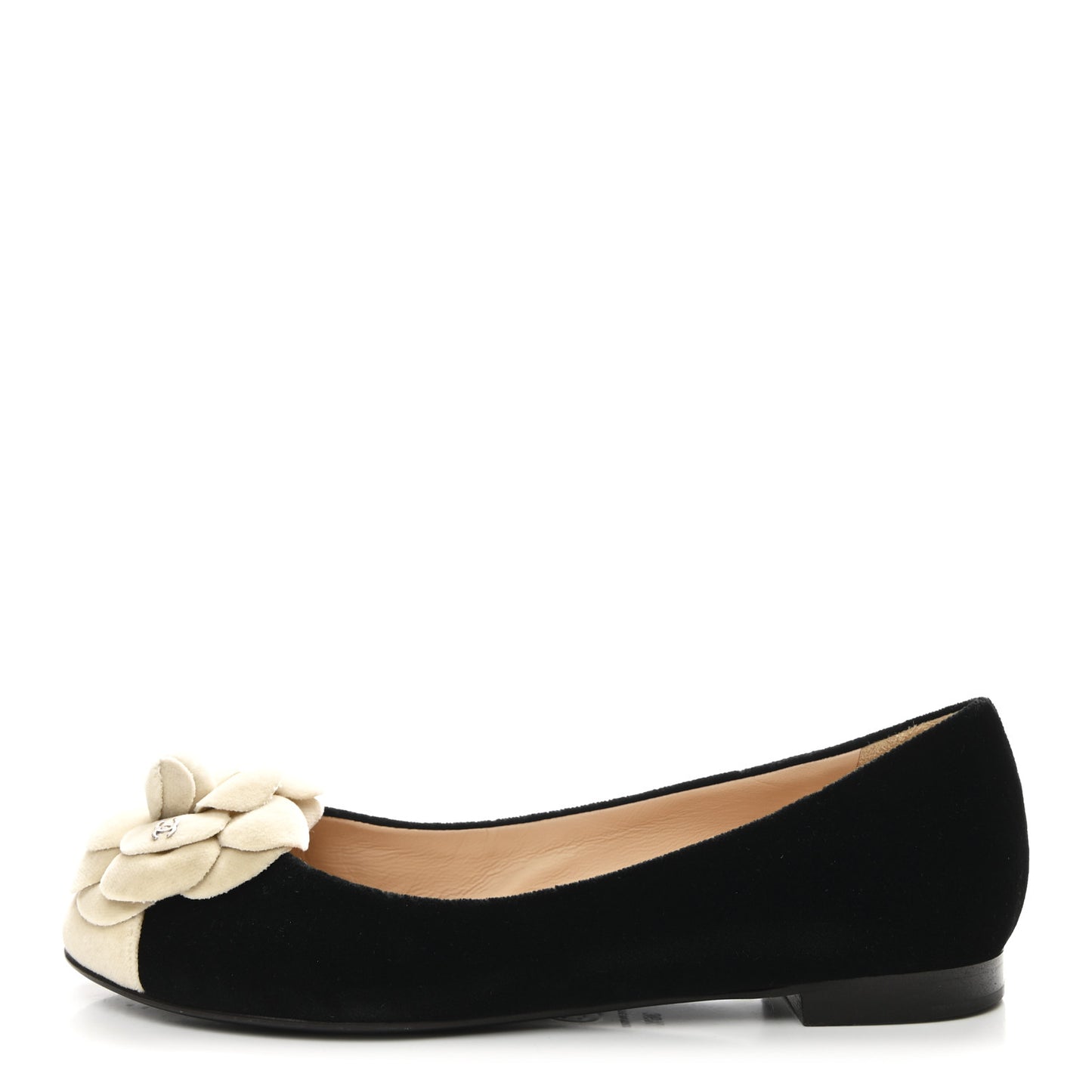 Velvet Camellia Ballerina Flats 36.5 Black