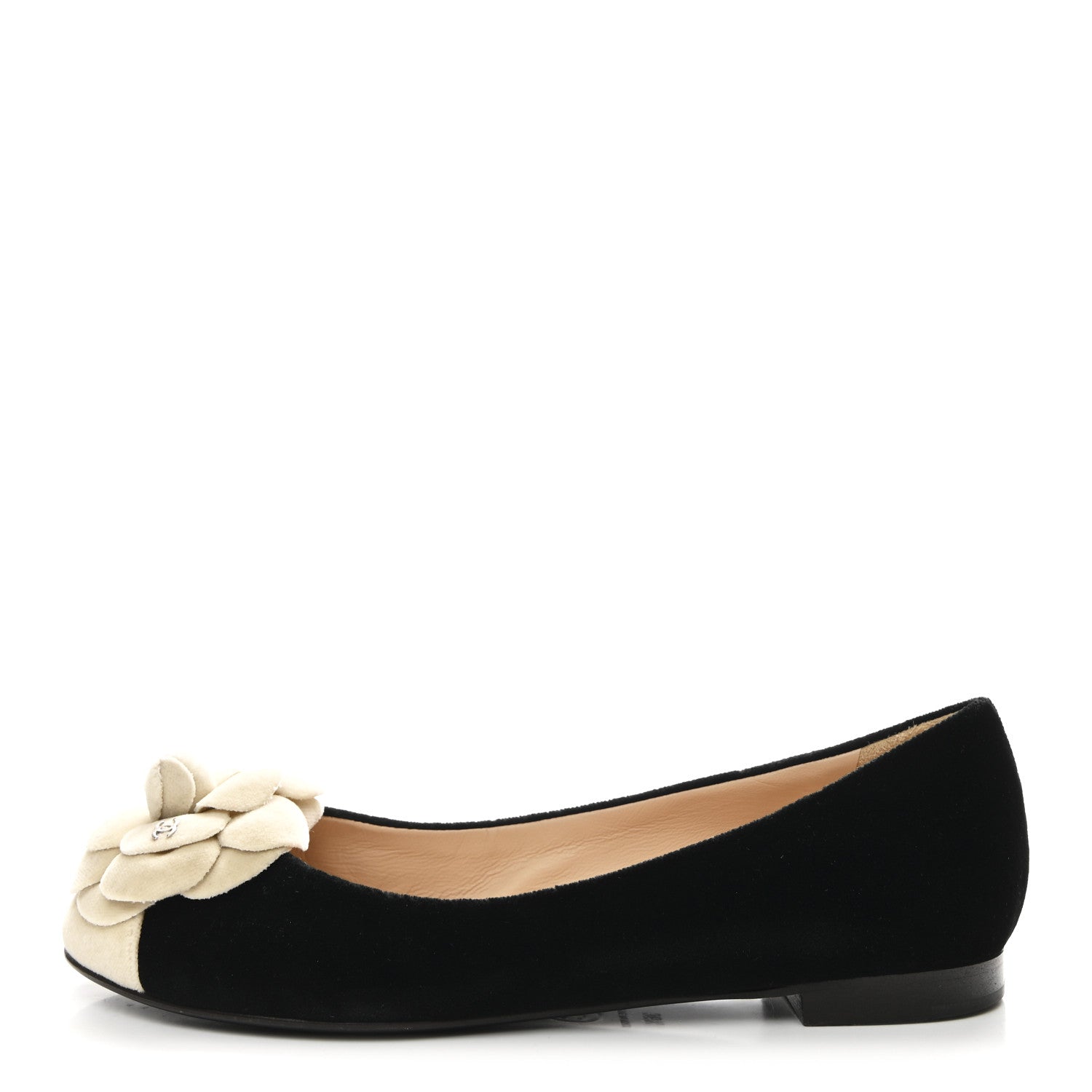 Chanel Velvet Camellia Ballerina Flats 36.5 Black 1 of 9