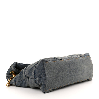 Saint Laurent Denim Quilted Medium Loulou Puffer Monogram Chain Satchel Blue Cinnamon 4 of 10