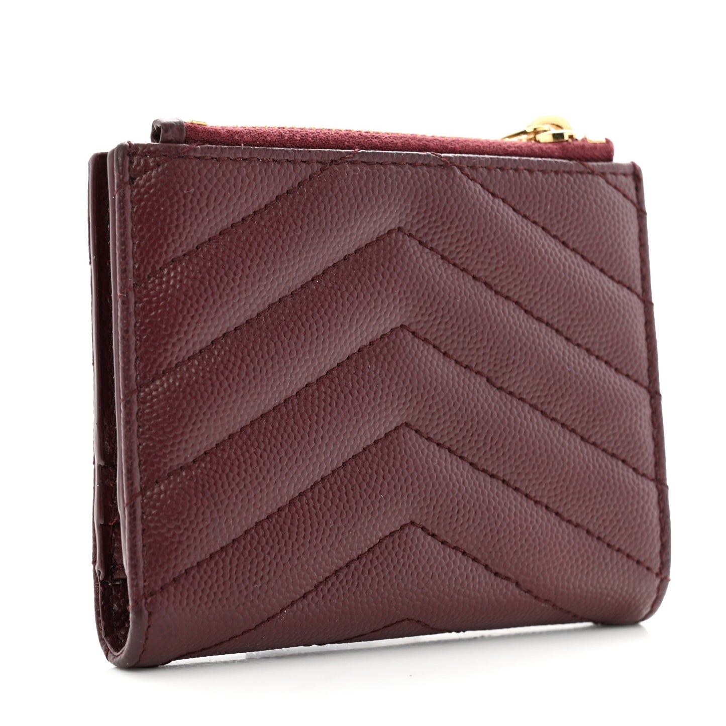 Grain De Poudre Matelasse Chevron Monogram Zipped Card Case Rouge Eros