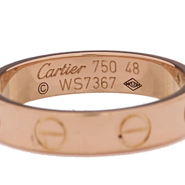 18K Pink Gold 3.5mm LOVE Wedding Band Ring 48 4.5