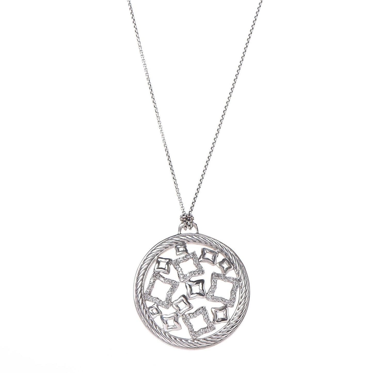 Sterling Silver Diamond Quatrefoil Pendant Necklace