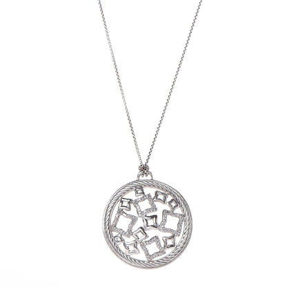David Yurman Sterling Silver Diamond Quatrefoil Pendant Necklace 1 of 5