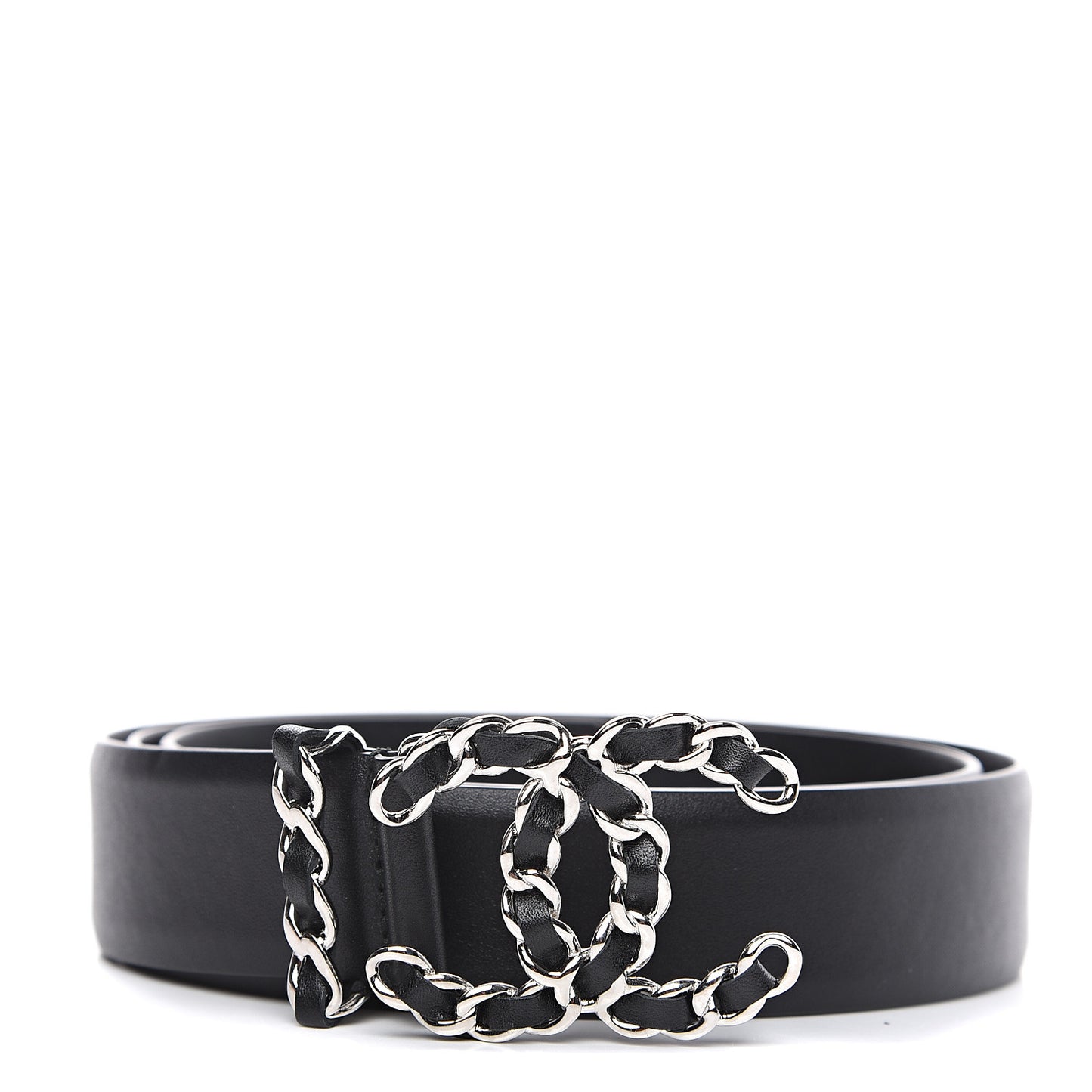Calfskin CC Chain Belt 85 34 Black