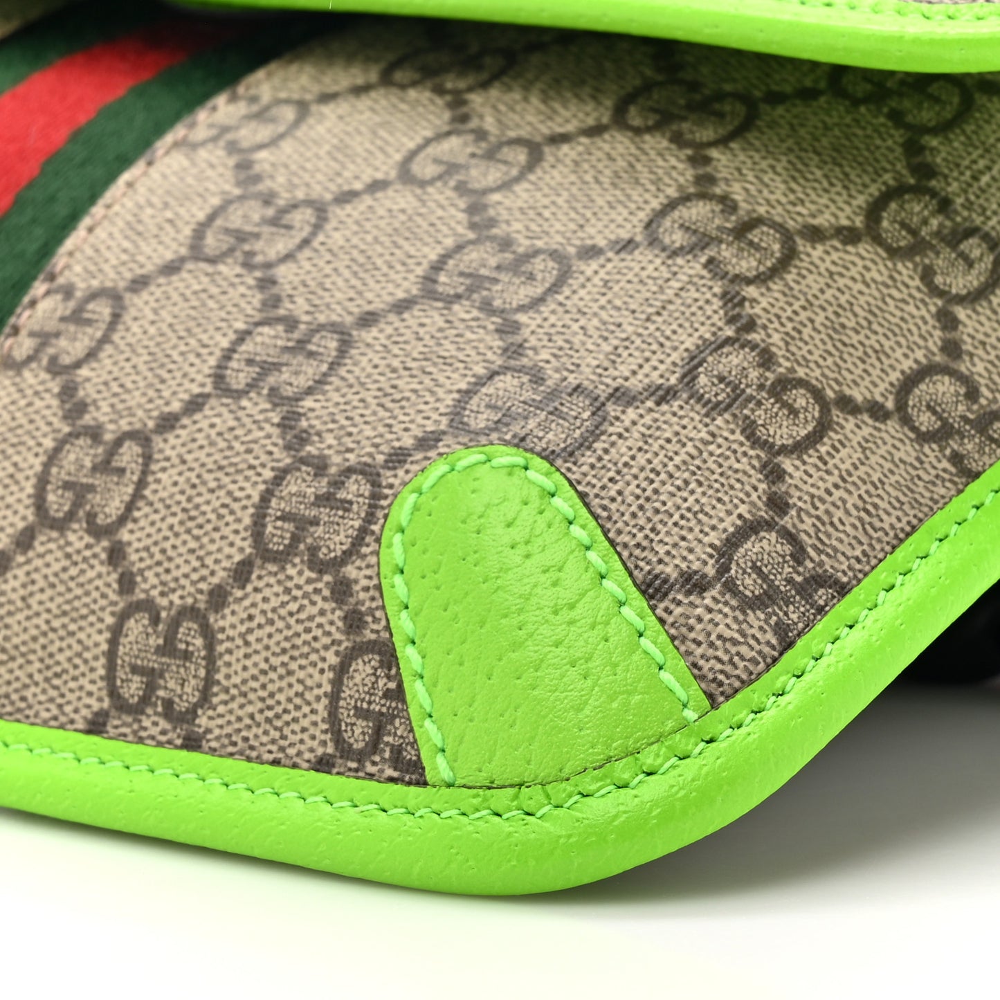 GG Supreme Monogram Web Small Ophidia Belt Bag Beige Ebony Green